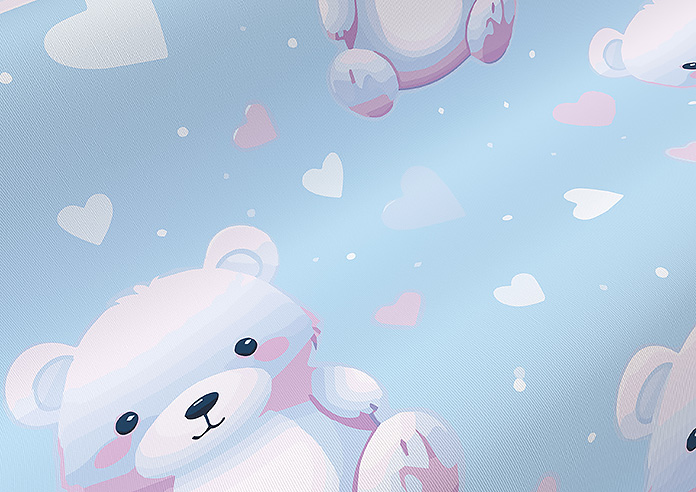 Little Bear, Blue Cotton - Twist&Fit Roller Blind - Image 4